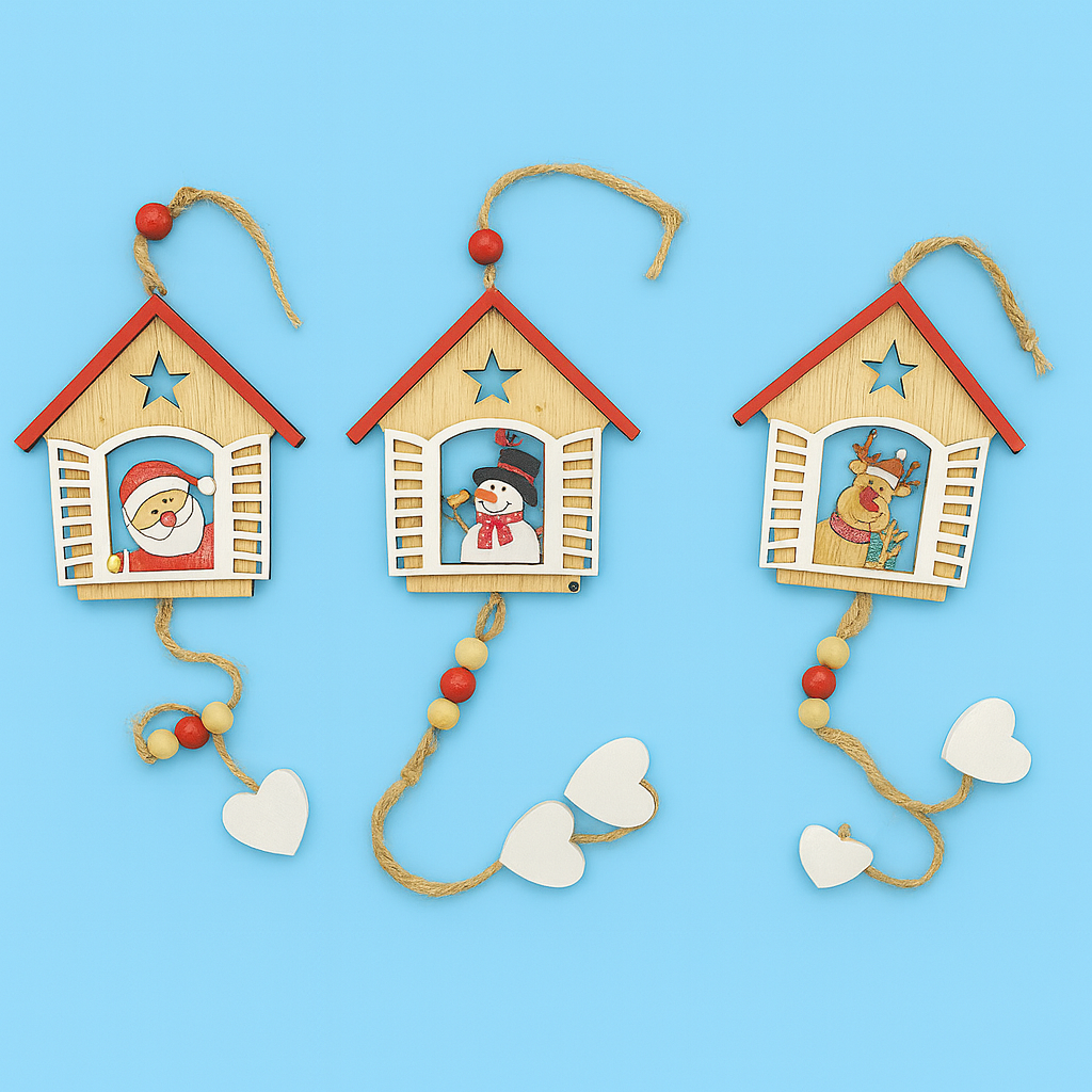 Weihnachtsanhänger Holzhaus (3 Designs)