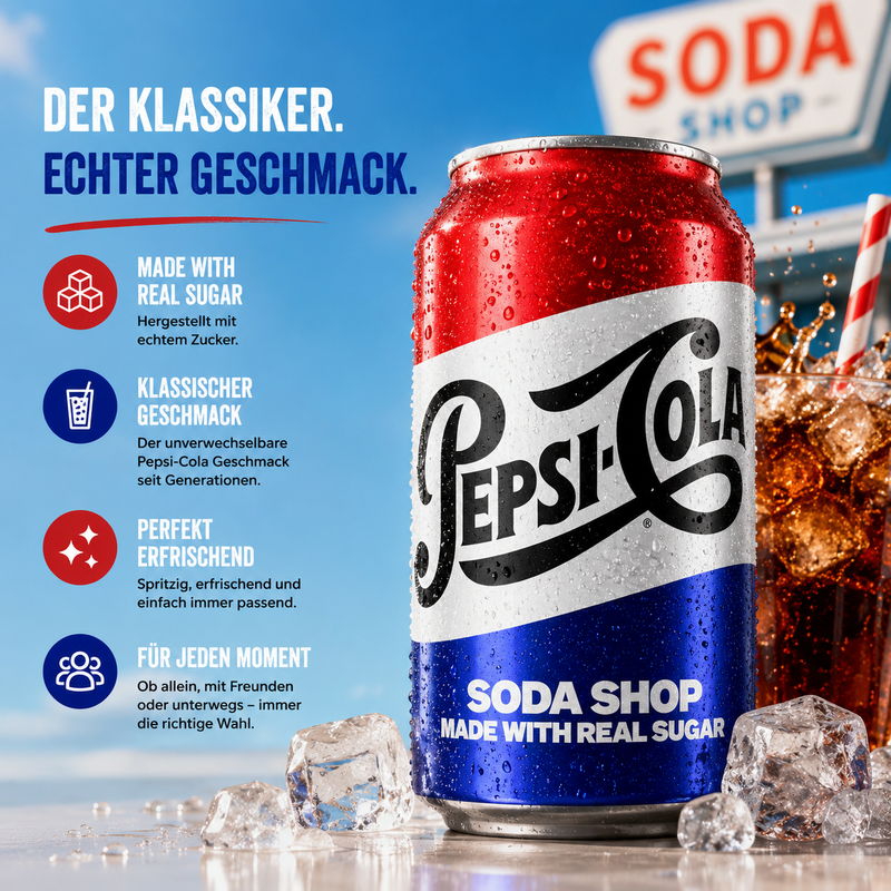 Pepsi Cola - Made with "Real Sugar" (355 ml)