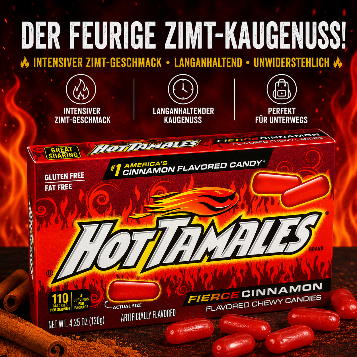 Hot Tamales - Candy "Fierce Cinnamon" (120 g)