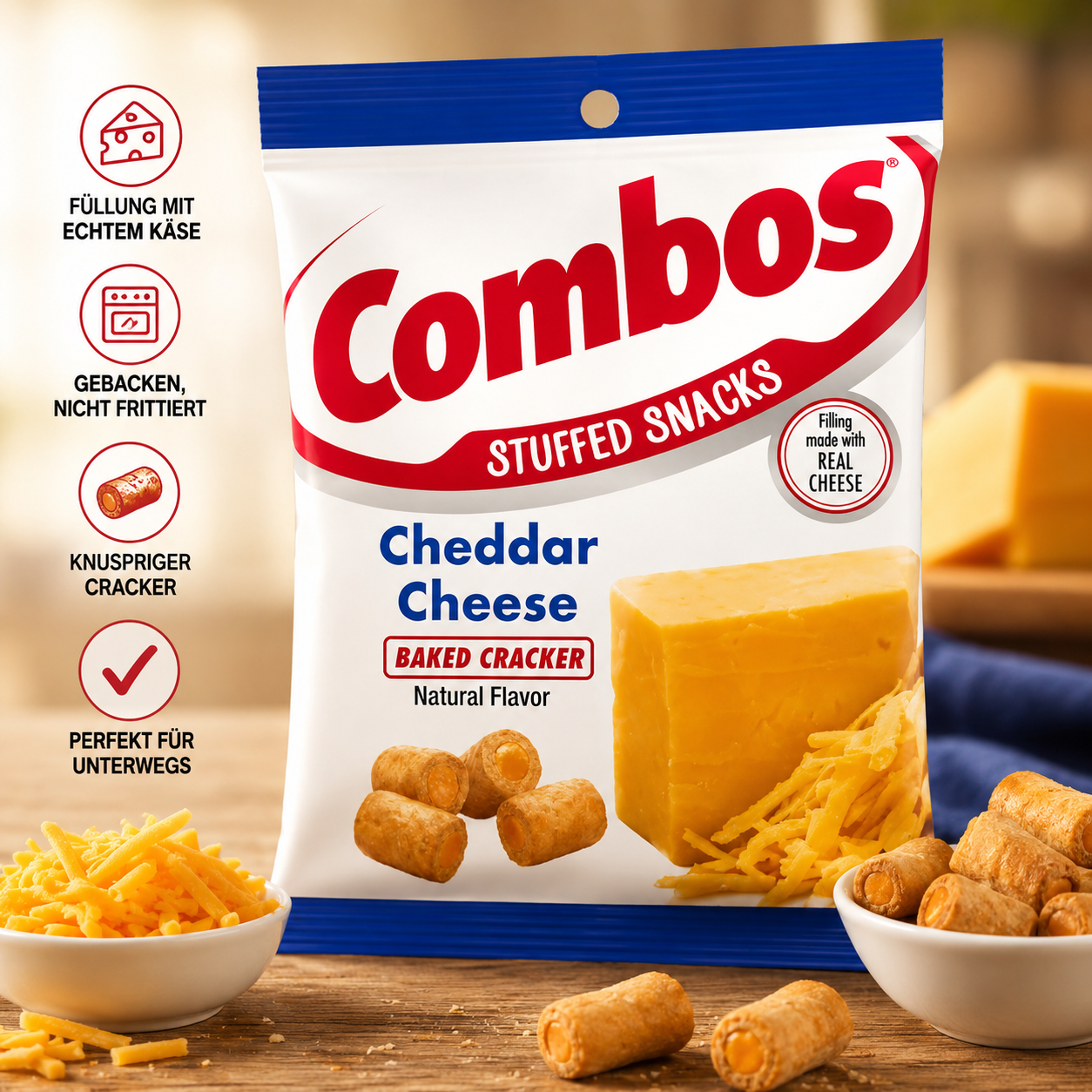 Combos - Stuffed Crackers "Cheddar Cheese" (178,6 g)