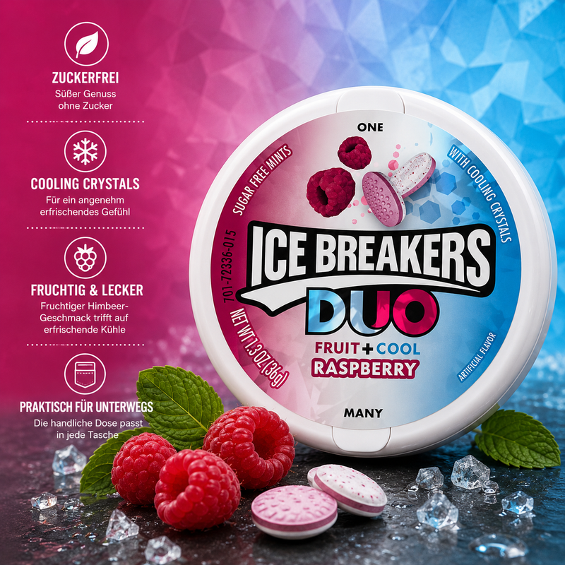 Ice Breakers - DUO Mints "Fruit & Cool Raspberry" (Sugar free) (36 g)