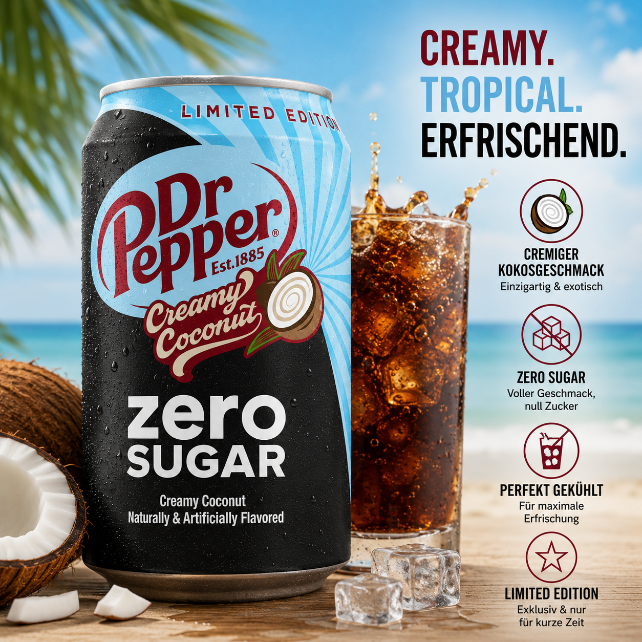 Dr Pepper - "Creamy Coconut ZERO SUGAR" Limited Edition (355 ml)