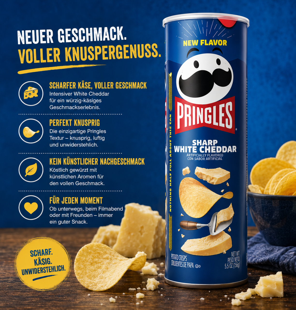 Pringles - Chips "Sharp White Cheddar" (158 g)