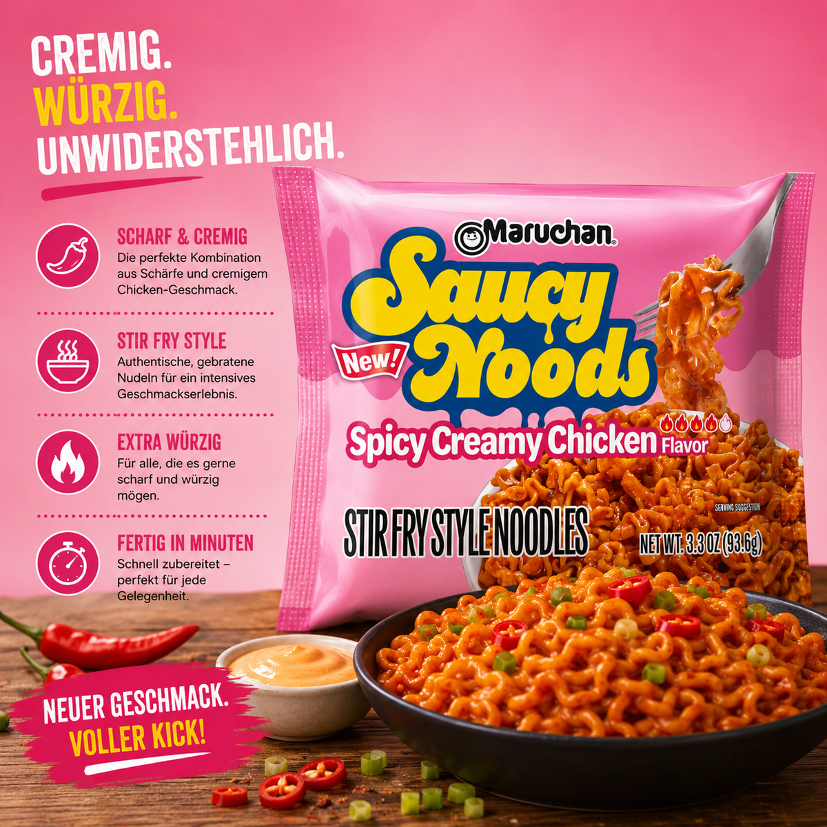 Maruchan - Stir Fry Style Saucy Noodles "Spicy Creamy Chicken Flavor" (93,6 g)