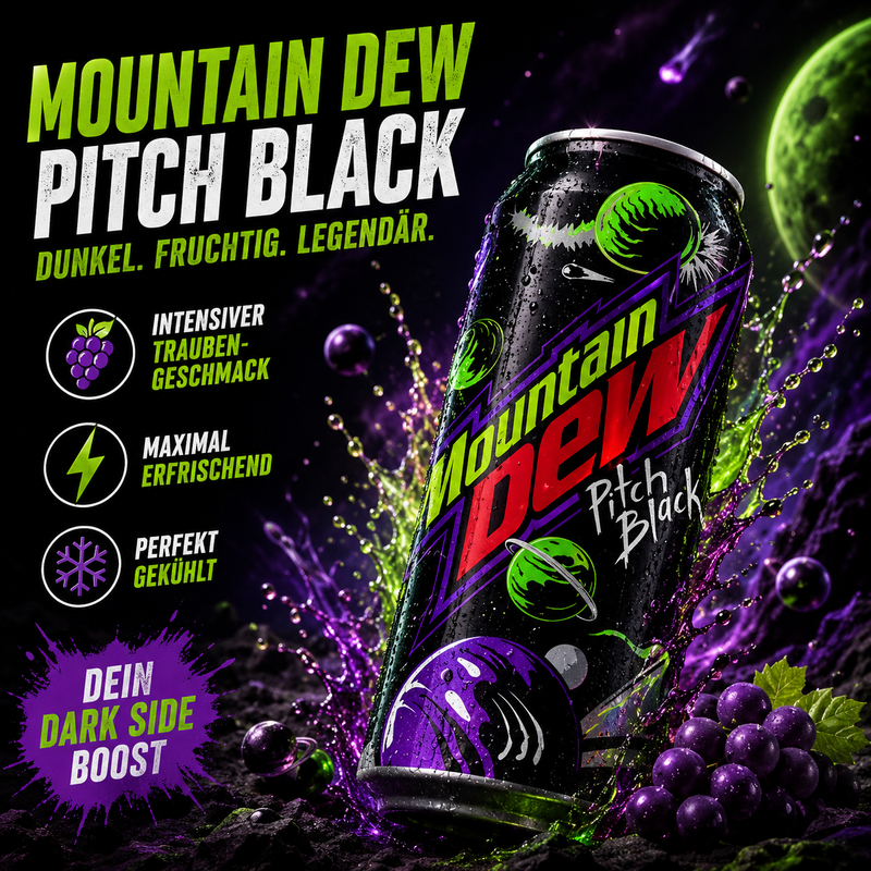Mtn Mountain Dew - "Pitch Black" Grape & Citrus Flavour (330 ml)