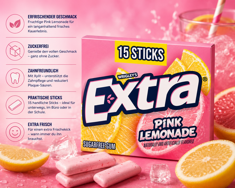 Wrigley's Extra - "Pink Lemonade" sugar free (15 Sticks)