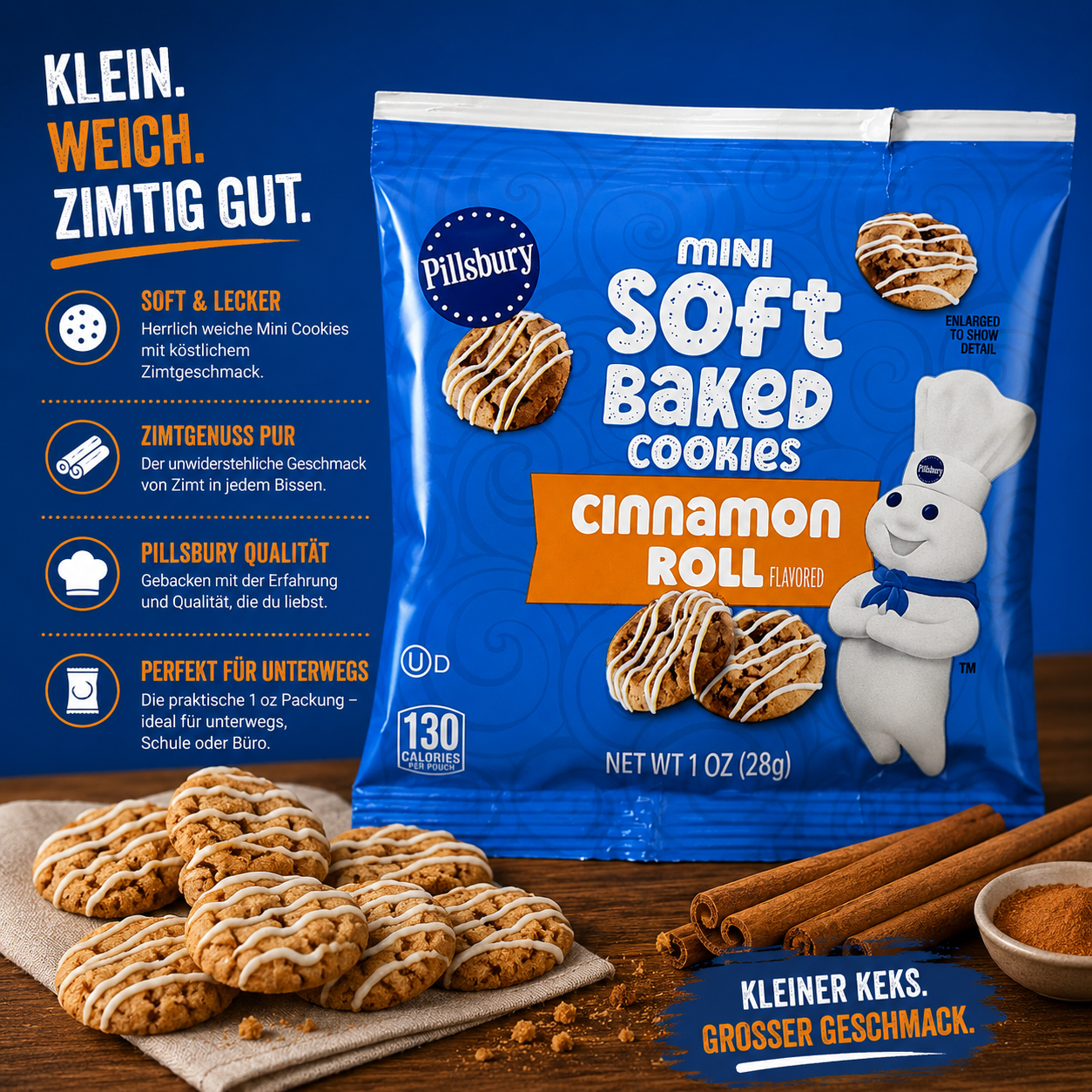 Pillsbury - Soft Baked Mini Cookies "Cinnamon Roll" (28 g)