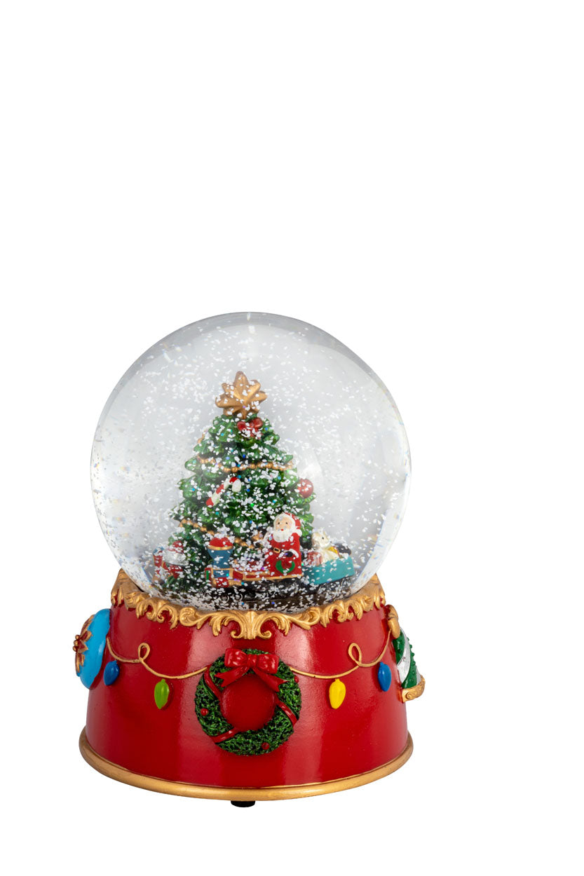 Mechanische Spieluhr - aufziehbare Schneekugel "Tannenbaum" (ca. 11 cm)