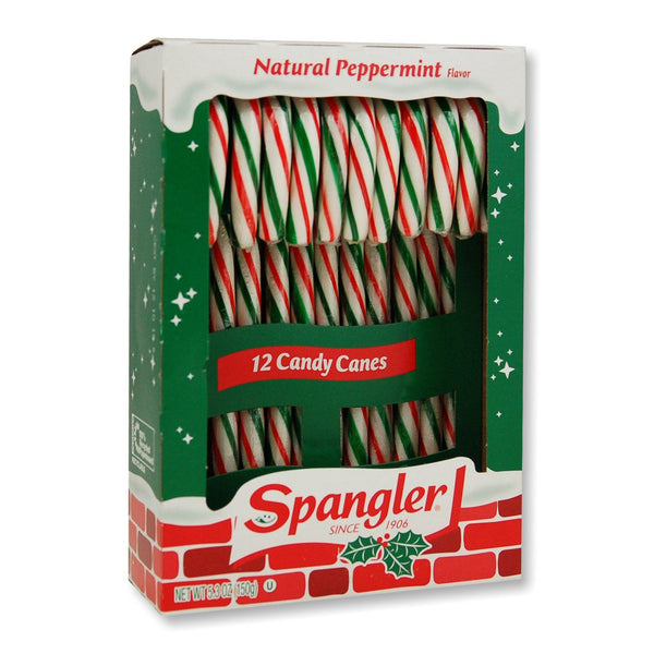Spangler - Natural Peppermint Flavor Red-White-Green "12 Candy Canes" (150 g)