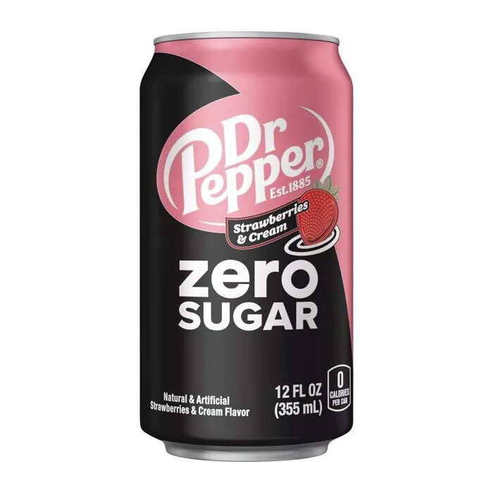 Dr Pepper "Strawberries & Cream ZERO SUGAR" (355 ml)